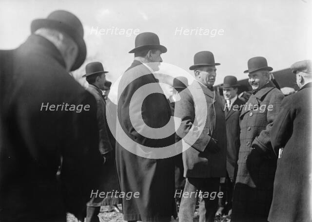 Curtiss Airplane, Tests of Curtiss Plane For Army - Secretary of War Dickinson And Gen. Wood, 1912. Creator: Harris & Ewing.