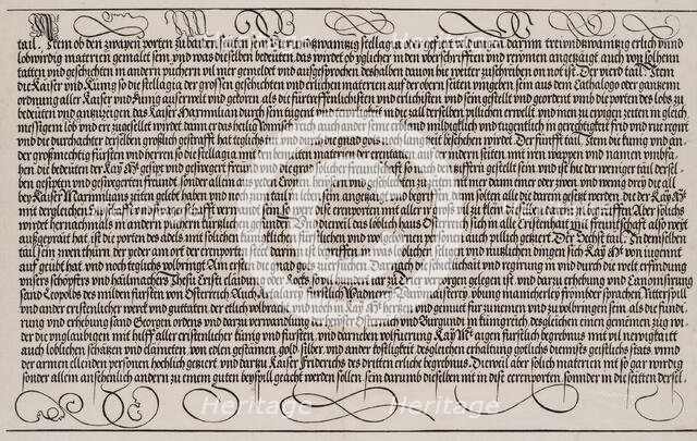 Explanatory Text, Part III,from the Arch of Honor, proof, dated 1515, printed 1517-18, 1515. Creator: Hieronymus Andreae.