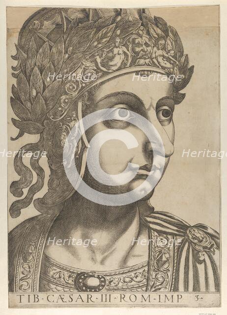 Plate 3: Tiberius turned to the right, from 'The Twelve Caesars', 1610-40. Creator: Anon.
