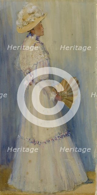 Lady with a Fan, late 19th-early 20th century. Creator: Rhoda Holmes Nicholls.