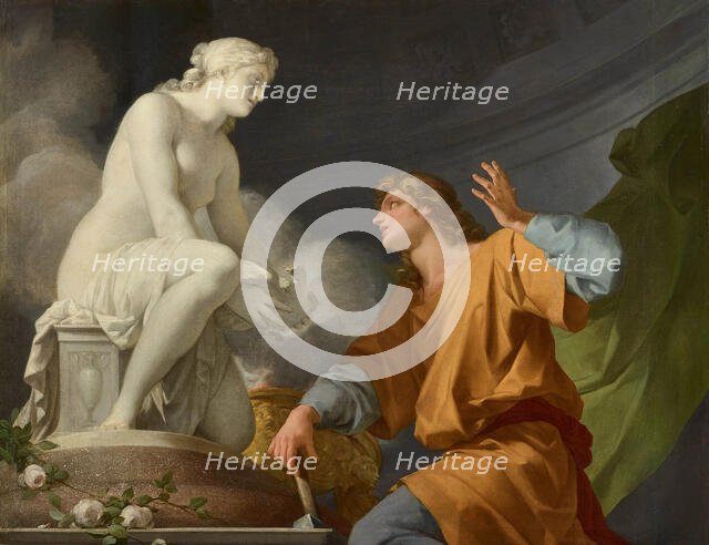 The Origin of Sculpture or Pygmalion praying Venus to animate his statue, 1786. Creator: Regnault, Jean-Baptiste (1754-1829).