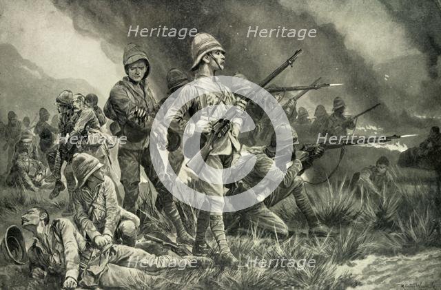 'Their Ordeal of Fire: The Grenadier Guards at the Battle of Biddulph's Berg', 1901. Creator: Richard Caton Woodville II.