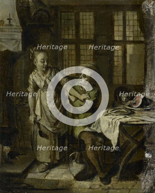 Gallant Scene in a Kitchen Interior, 1780-1798. Creator: Willem Joseph Laquy.