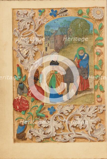 The Flight into Egypt; Crohin-La Fontaine Hours, (about 1480-1485?). Creators: Master of the Dresden Prayer Book, Workshop of the Master of the Dresden Prayer Book.
