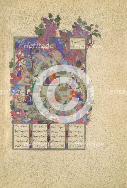 The Feast of Sada, Folio 22v from the Shahnama (Book of Kings) of Shah Tahmasp..., ca. 1525. Creator: Sultan Muhammad.