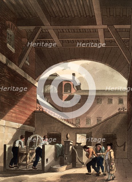 Water engine at Cold Bath Fields Prison, London, 1808. Artist: Augustus Charles Pugin