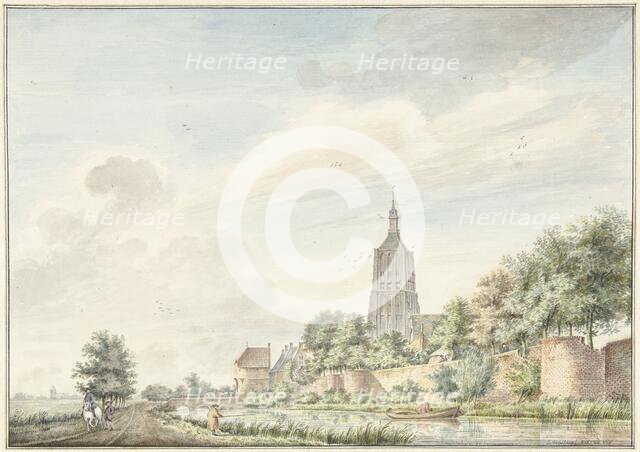 View of Asperen with the city walls and the church tower, 1745-1795. Creator: Jacobus Versteegen.