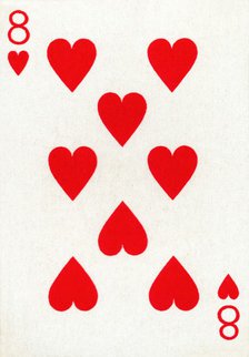 8 of Hearts from a deck of Goodall & Son Ltd. playing cards, c1940. Artist: Unknown.