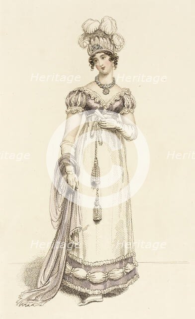 Fashion Plate (Baronial Helmet & Arundel Fete Dress), 1815. Creator: John Bell.