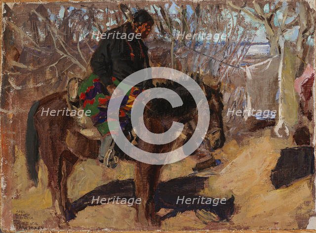 Native American on Horseback, 1925. Creator: Akseli Gallen-Kallela.