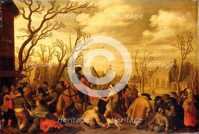 St Martin Cutting Off Part of his Cloak for a Beggar, 1623. Creator: Joost Cornelisz Droochsloot.