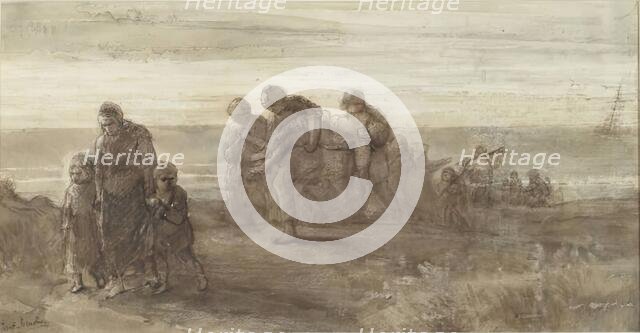 The Drowned Fisherman - Sketch for 'The Wrecked Mariner', c1865. Creator: Jozef Israels.