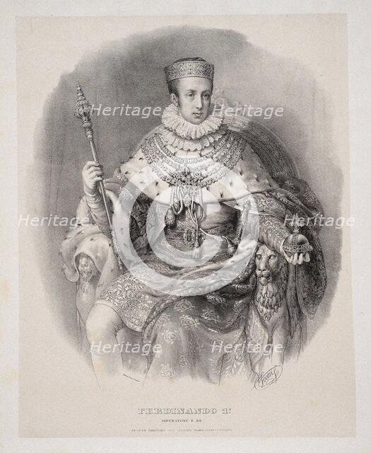 Ferdinand I in coronation robe as King of Lombardy-Venetia, 1838. Creator: Sanquirico, Alessandro (1777-1849).