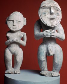 Melanesian male and female ancestor figures. Artist: Unknown
