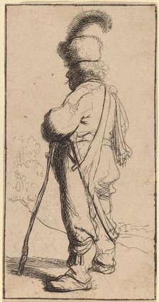 Polander Leaning on a Stick, c. 1632. Creator: Rembrandt Harmensz van Rijn.