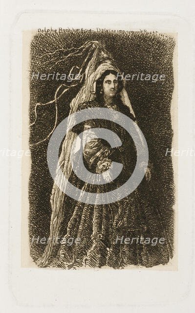 Woman in Fantastic Medieval Costume, n.d. Creator: Rodolphe Bresdin.