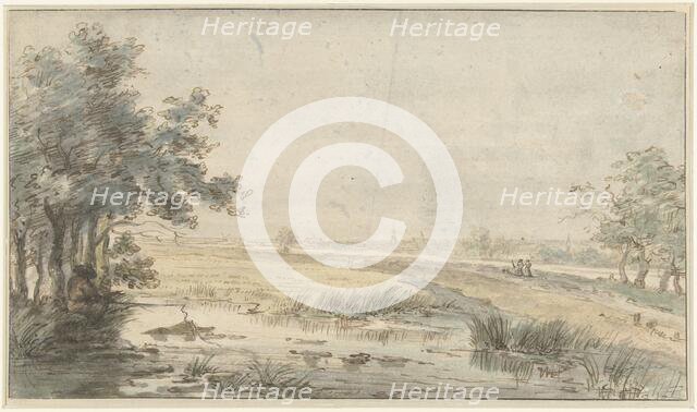 Landscape with an angler by the water, 1776-1822. Creator: Jan Hulswit.