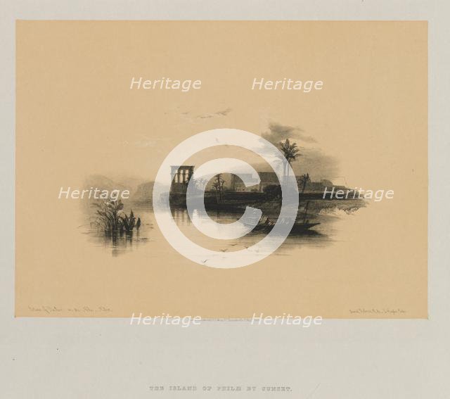 Egypt and Nubia, Volume II: Island of Philae, on the Nile, Nubia, 1847. Creator: Louis Haghe (British, 1806-1885); F.G.Moon, 20 Threadneedle Street, London.