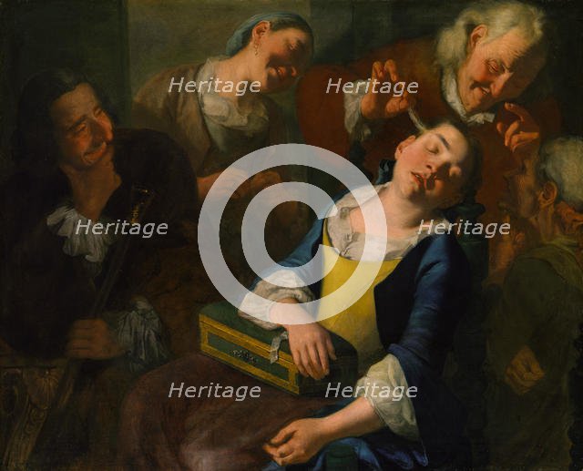 Teasing a Sleeping Girl, ca. 1760. Creator: Gaspare Traversi.