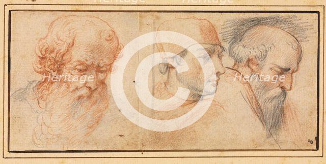 Three Head Studies, 1600s. Creator: Unknown.