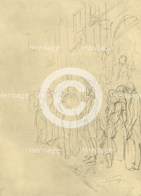 'In Erwartung der Prozession', mid-late 19th century, (c1924). Creator: Carl Spitzweg.