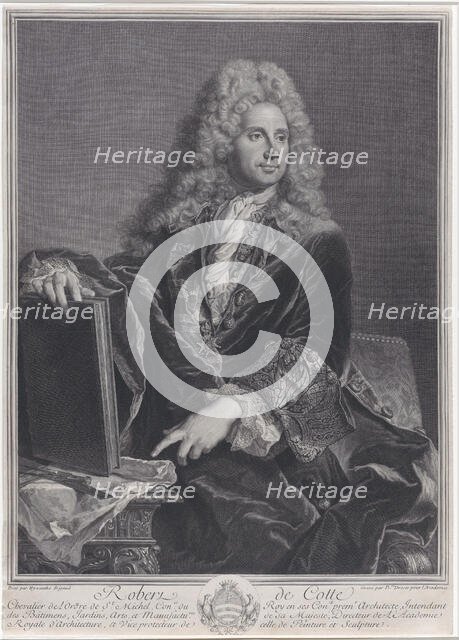 Portrait of Robert de Cotte, 1722. Creator: Pierre Drevet.