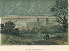 Shower of meteors (Leonids) observed over Greenwich, London, 1866 (1884). Artist: Unknown
