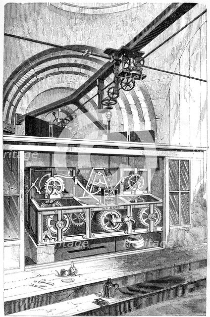 Working parts of the clock at the Royal Exchange, London, 1866. Artist: Unknown