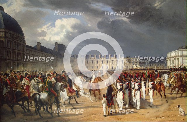 Invalid Handing a Petition to Napoleon at the Parade in the Court of the Tuileries Palace. Artist: Vernet, Horace (1789-1863)