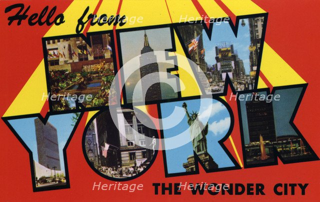 'Hello from New York the Wonder City', postcard, 1962. Artist: Unknown