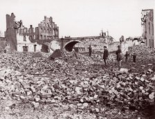 Ruins at end of Richmond and Petersburg Railroad Bridge, Richmond, 1861-65. Creator: Alexander Gardner.