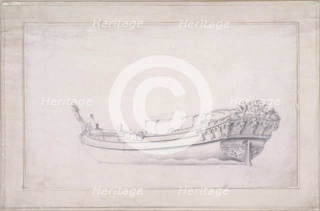 Design for a city of London barge, c1840. Artist: Anon