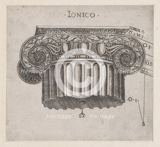 Speculum Romanae Magnificentiae: Ionic capital, ca. 1537., ca. 1537. Creator: Master GA.