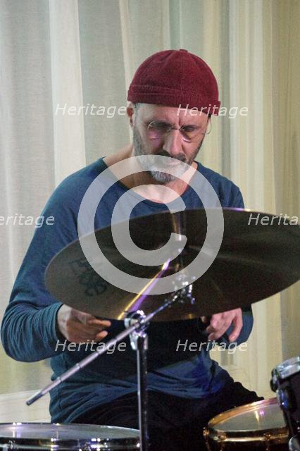 Jorge Rossy, Martin Speake's International Quartet, Watermill Jazz Club, Surrey, 18 Feb 2020. Creator: Brian O'Connor.