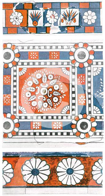 Fragments of mural paintings, palace of Tukulti-Ninurta I, Kar-Tukulti-Ninurta, Assyria, (1928). Creator: Unknown.