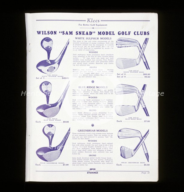 Page from Klees golf catalogue, American, c 1940-c1960. Artist: Unknown
