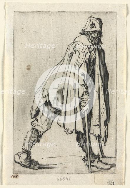 The Beggars: The Beggar on Crutches, Wearing a Cap, c. 1623. Creator: Jacques Callot (French, 1592-1635).