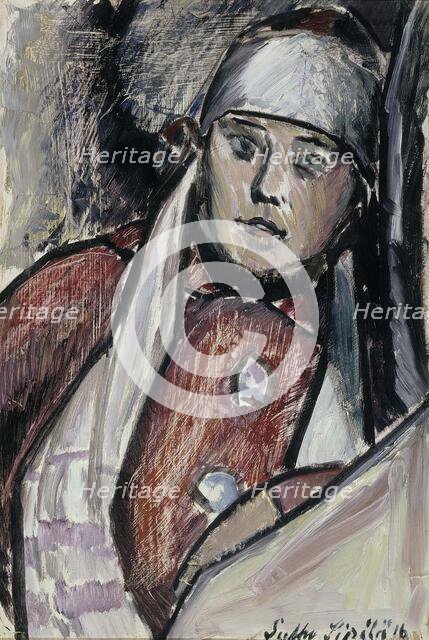 Woman in a White Scarf, 1916. Creator: Sulho Sipila.