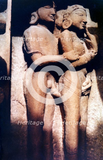 Erotic Sculpture, Hindu Temple, Khajuraho, India, 950 - 1050. Artist: Unknown