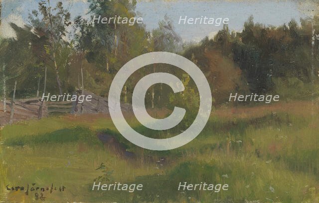 Meadow and Fence, 1882. Creator: Eero Jarnefelt.