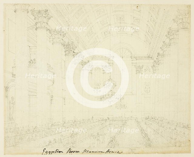 Study for Egyptian Hall Mansion House, from Microcosm of London, c. 1809. Creator: Augustus Charles Pugin.