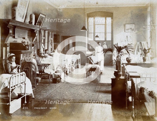St Bartholomew's Hospital, London: patients and nurses in President ward, c1908. Creator: Unknown.