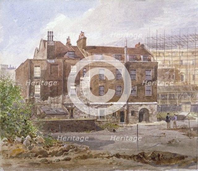 East front of the Almonry office, Middle Scotland Yard, Westminster, London, 1884.  Artist: John Crowther