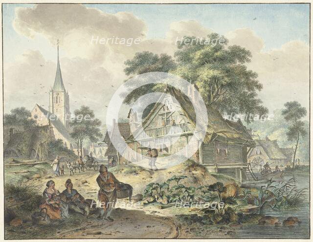 Dilapidated house and village church, 1777. Creator: Hendrik Meijer.