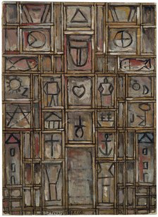 Constructive (Constructive with double lines in umber), 1932. Creator: Torres-García, Joaquín (1874-1949).