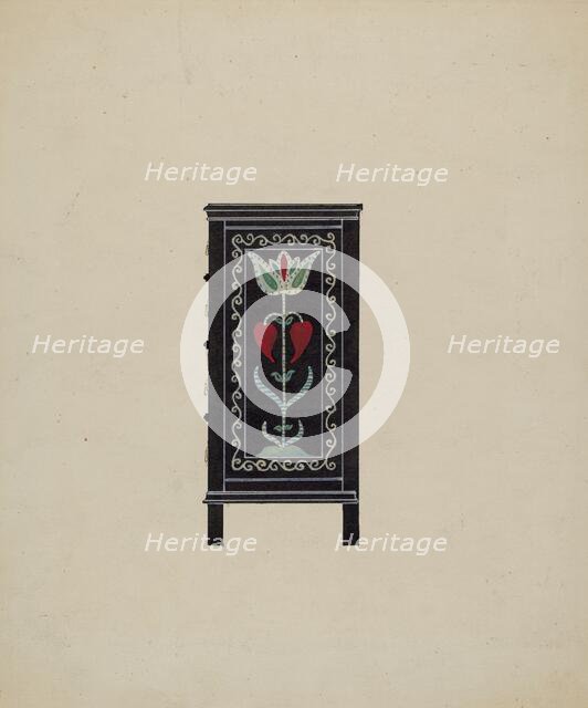 Side View of Guilford Painted Chest, c. 1936. Creator: Martin Partyka.