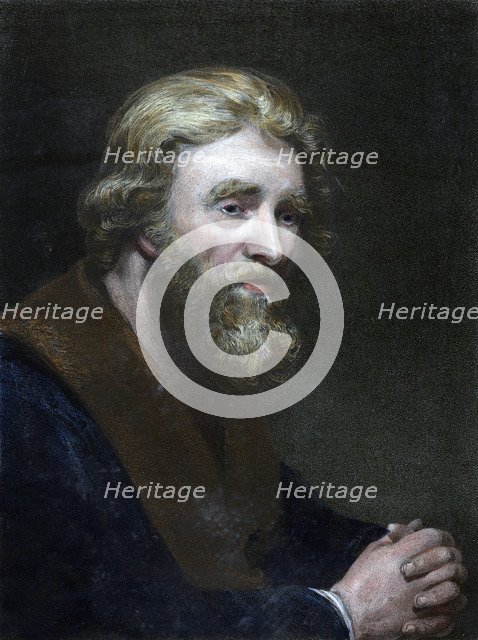 Portrait of a bearded man, 19th century.Artist: Richard James Lane