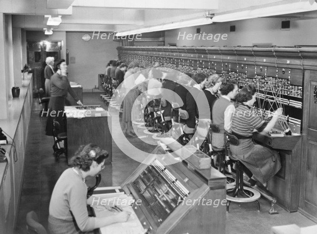 Telephone Exchange at Cadley Hall, 1951. Artist: Unknown