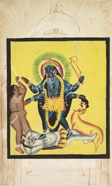 Kali Standing on Shiva, 1800s. Creator: Unknown.