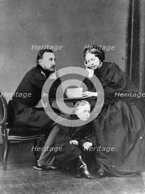 Grand Duke Nicholas Nikolaevich (the elder) of Russia with his wife and son, c1861-c1863. Artist: Unknown